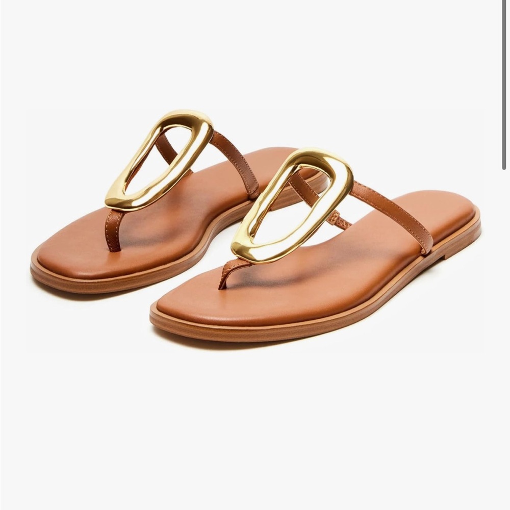 Elegant Brown Sandals with Gold Accent
